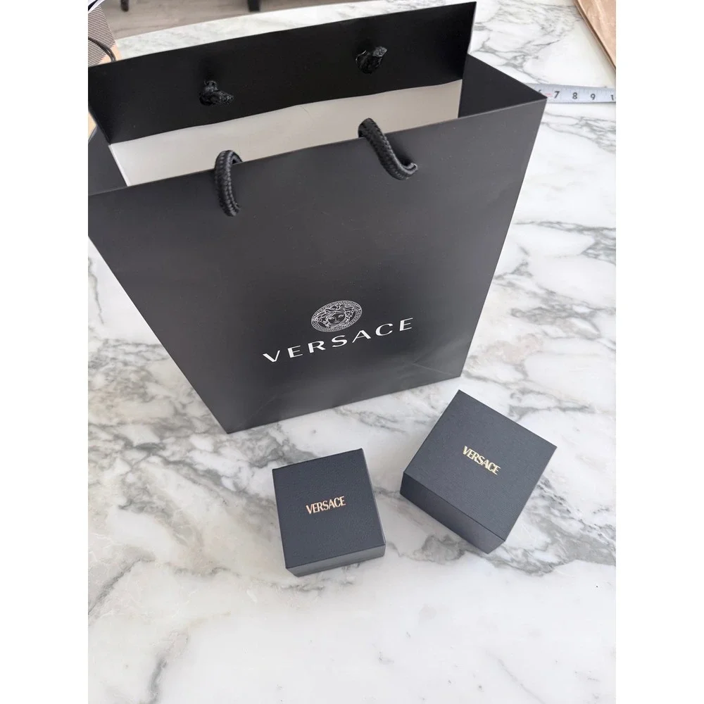 Versace Jewelry Box and Gift Bag Set Black Medusa Logo Presentation Packaging